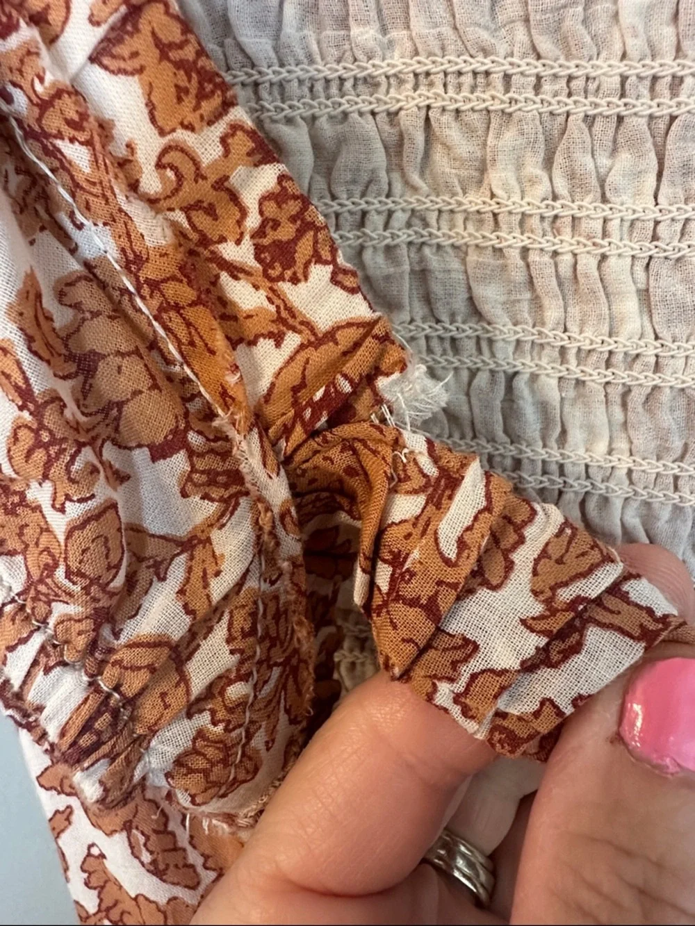 NWT FREE PEOPLE Ultraviolet Floral Print Smocked Midi Dress in Tea Combo XS - Picture 12 of 13